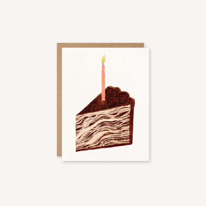 Chocolate Marble Cake - Birthday Cake Slice & Candle Card