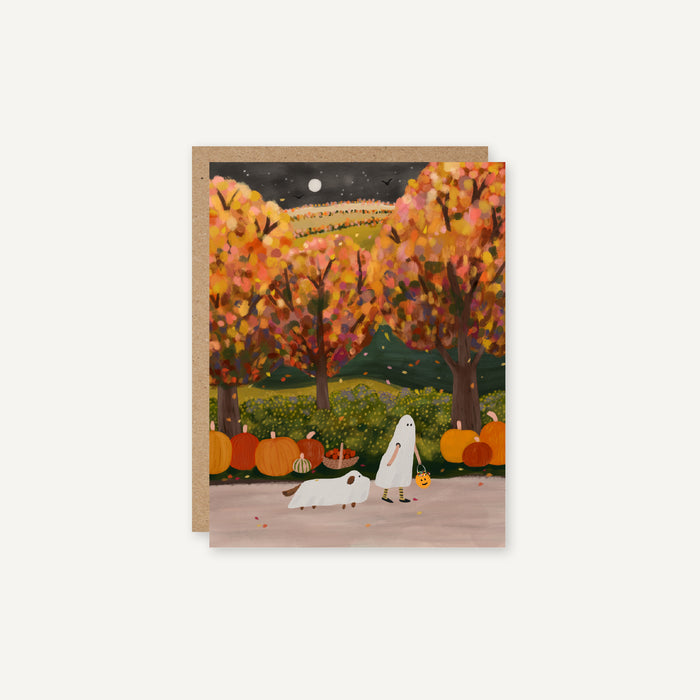 Ghost and Ghost Dog - Seasonal Fall & Halloween Card
