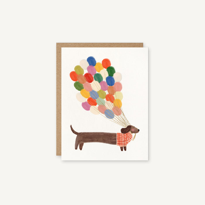 Dog & Balloons - Dachshund, Birthday & Congratulations Card